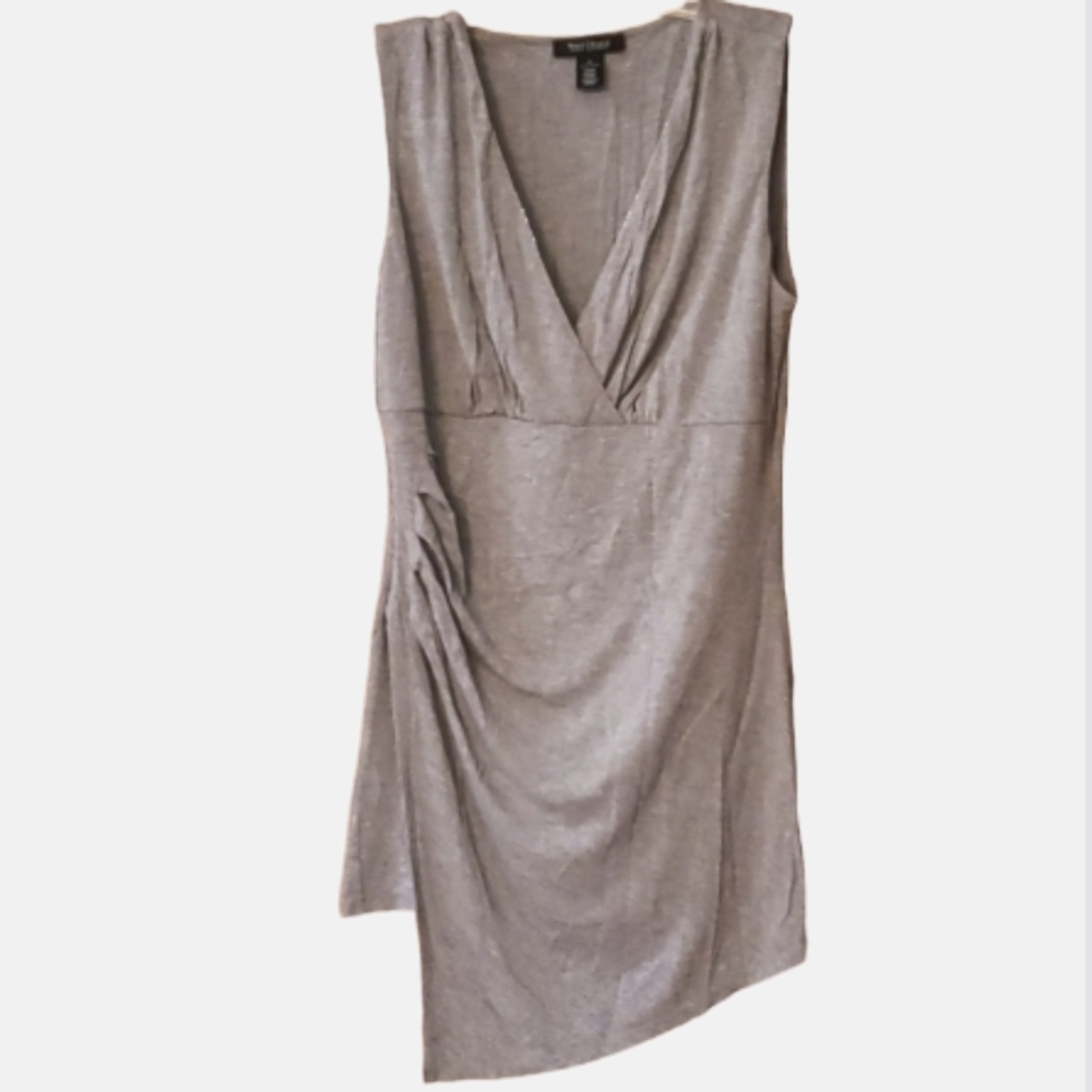 WHBM Womans Grey Sleeveless Zipper Assemetrical Tunic Size Medium